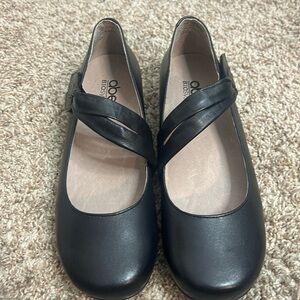 Abeo Talia ATO258 Leather Upper Mary Jane Strap Shoes Black 5N